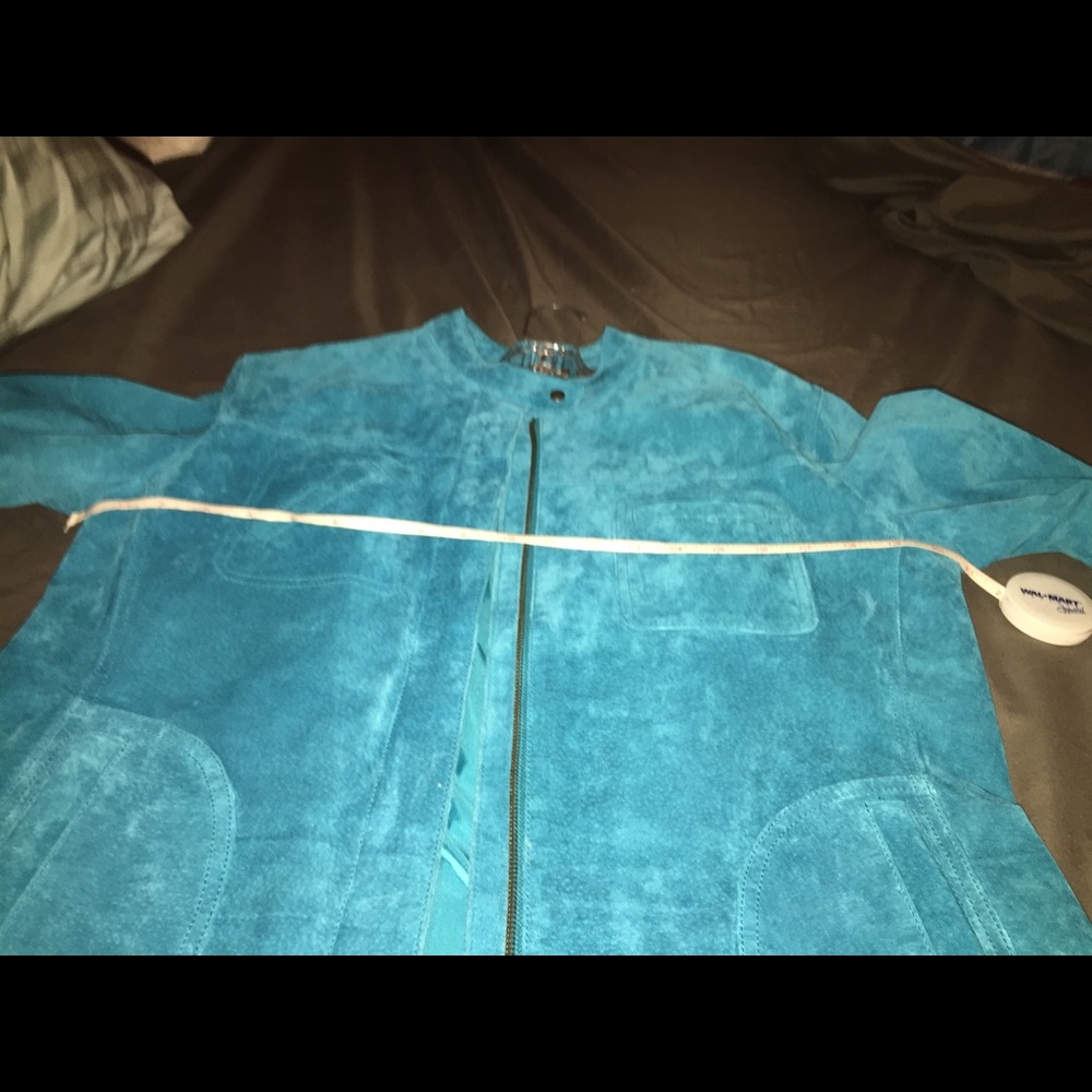 Turquoise suede jacket - Picture 3 of 8